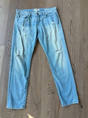 FRAME Denim Le Garcon Distressed Slim Boyfriend Jeans 28